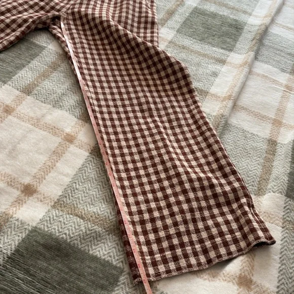Sezane brown gingham/ecru  Martin crop trousers size 40/8 - Picture 8 of 11